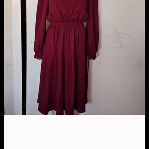 Chic Long Sleeve Maroon Dress
